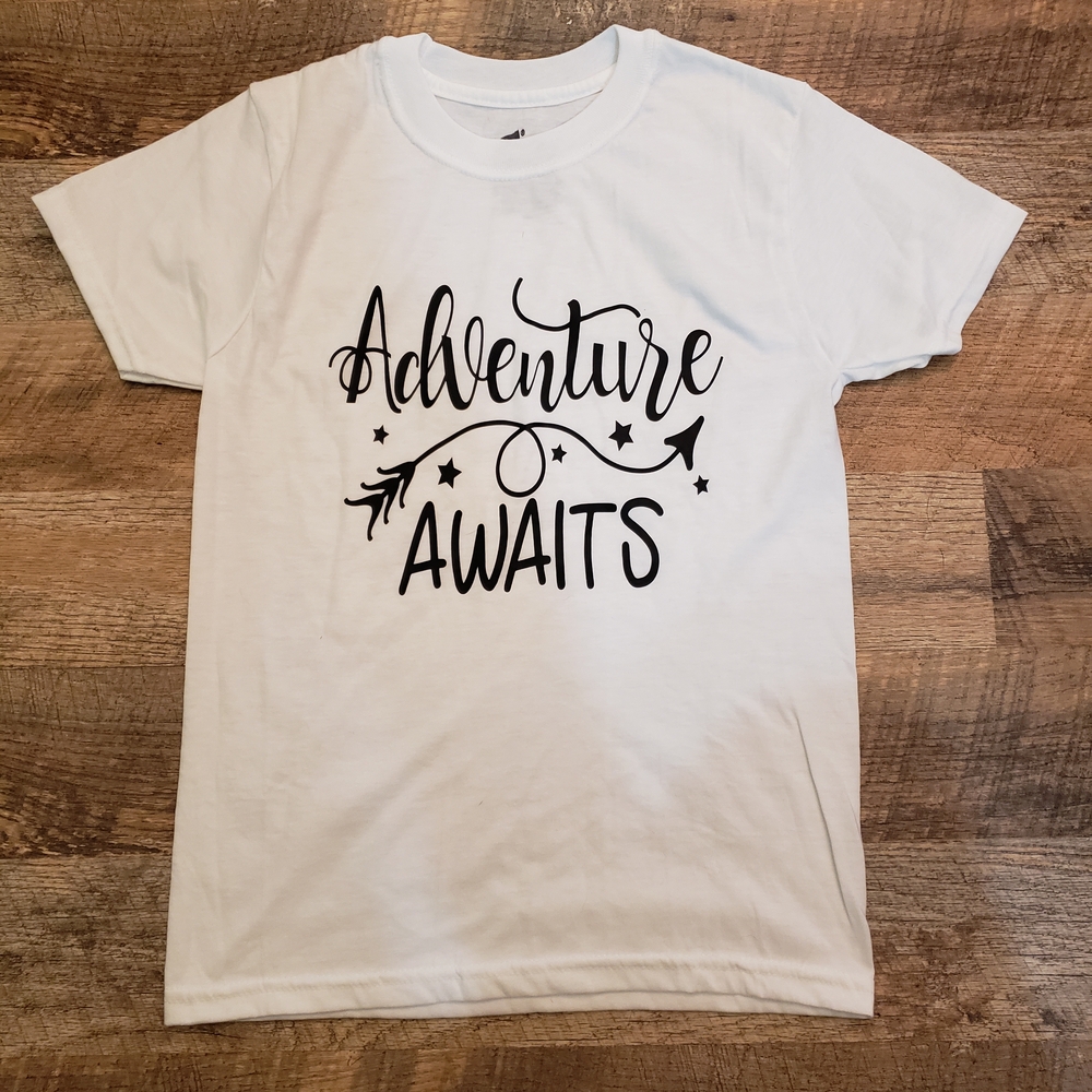 Hanes White Kids Short Sleeve Tee - Adventure Awaits